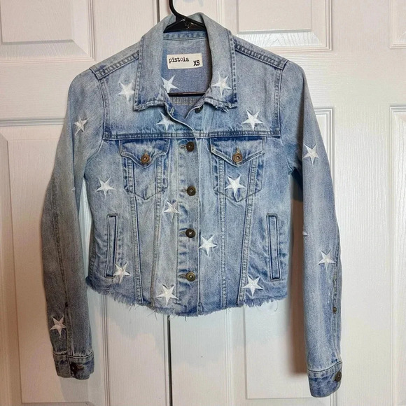 PISTOLA‎ BRANDO STAR EMBROIDERY DENIM JACKET - ZODIAC XS - Picture 3 of 16